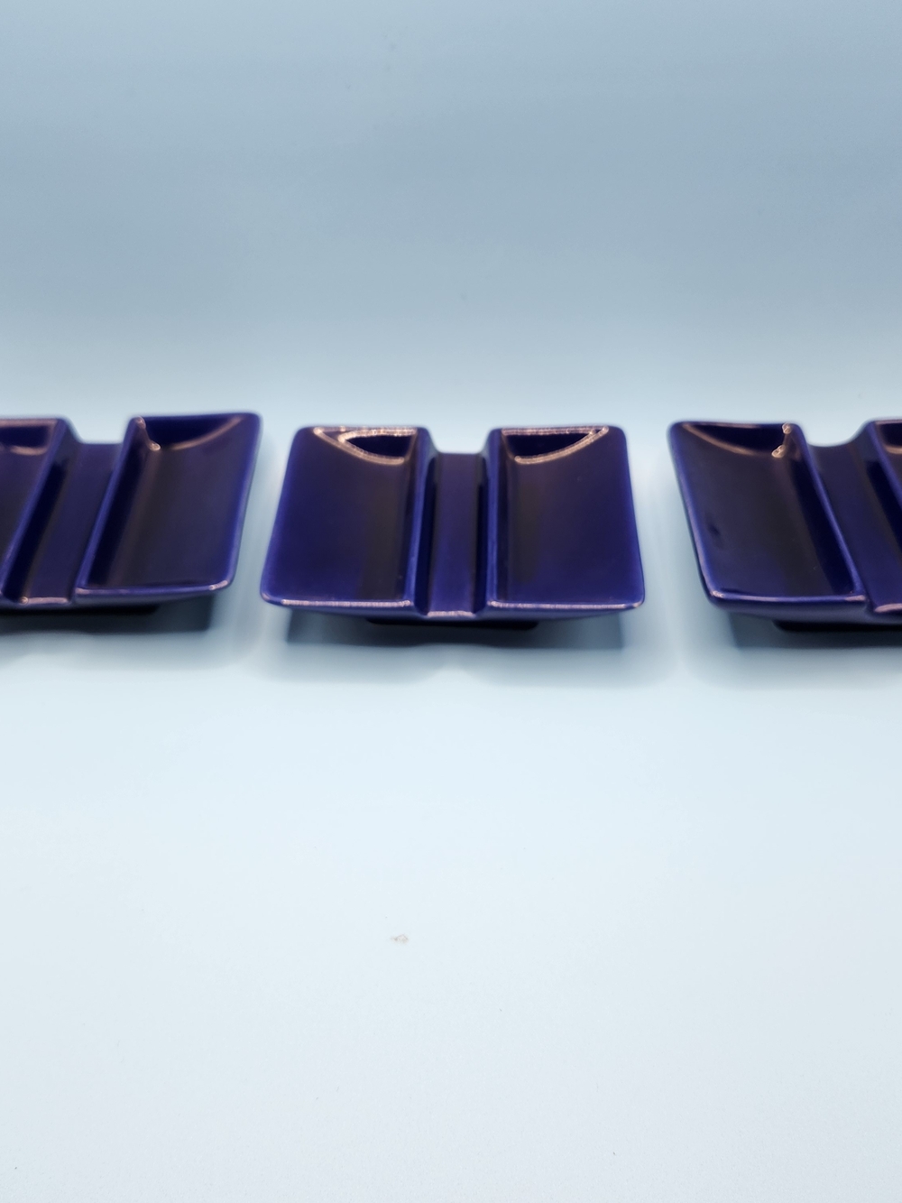 VTG Crate & Barrel Cobalt Blue Appetizer Porcelain Dishes/ Set Of 3